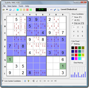 Click to view Sudoku 9981 5.01 screenshot