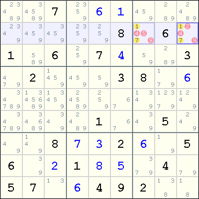 Hidden Pair, How to solve sudoku puzzles - Solving sudoku strategy,picture 1