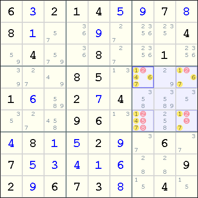 Hidden Quad, How to solve sudoku puzzles - Solving sudoku strategy,picture 1