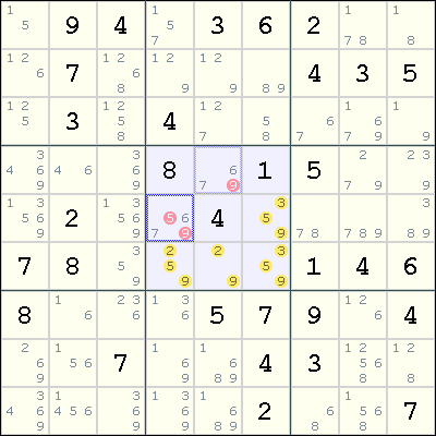Naked Quad, How to solve sudoku puzzles - Solving sudoku strategy,picture 1