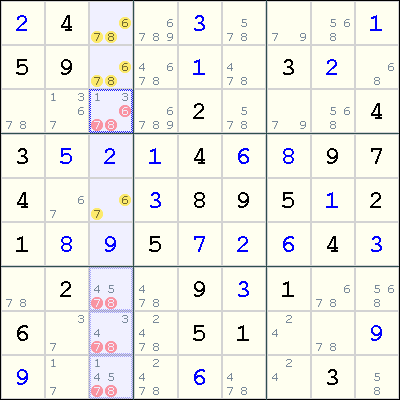 Naked Triple, How to solve sudoku puzzles - Solving sudoku strategy,picture 1